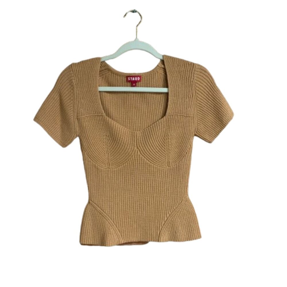 STAUD Camel Ribbed Knit Top - Picture 2 of 12
